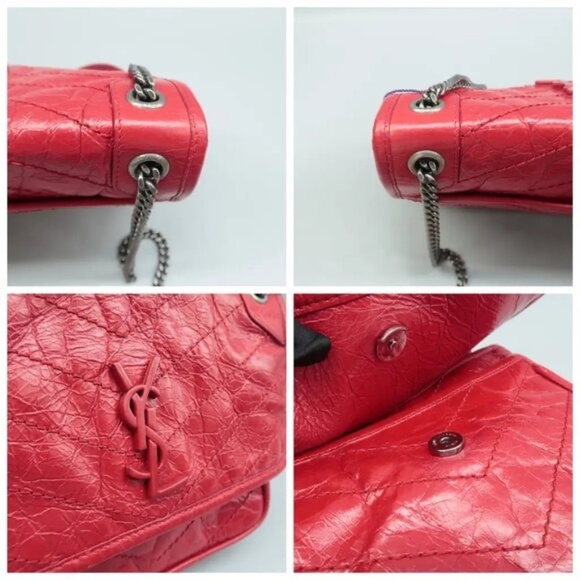 100% Authentic Saint Laurent Niki Red Leather Shoulder Bag - Picture 7 of 12
